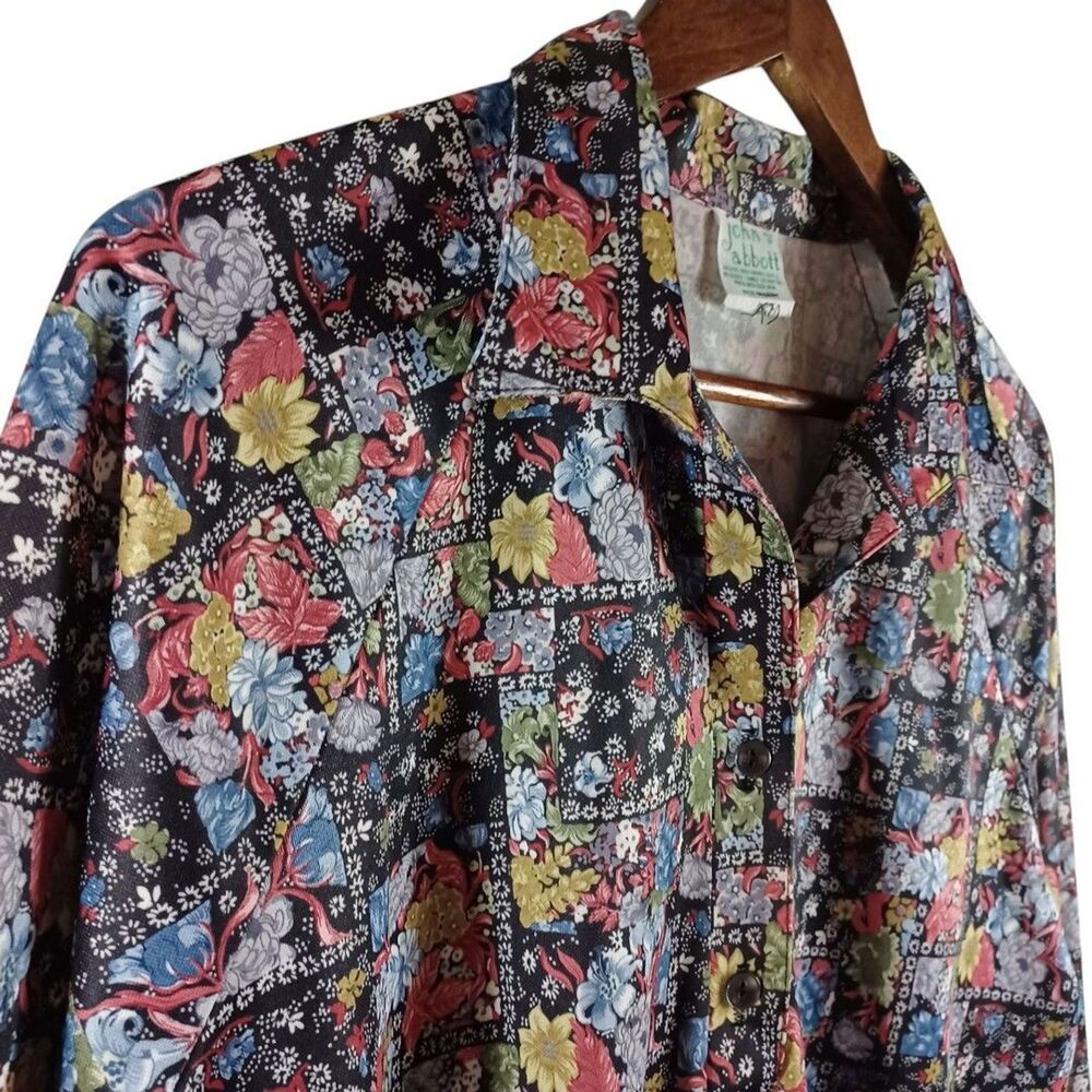 Vtg John Abbott Large Patchwork Floral Pullover C… - image 4